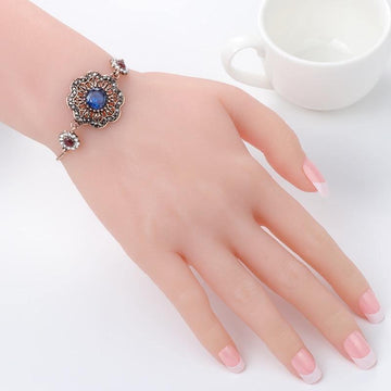 Luxury Antique Gold Grey Crystal Flower Vintage Bracelet - The Jewellery Supermarket